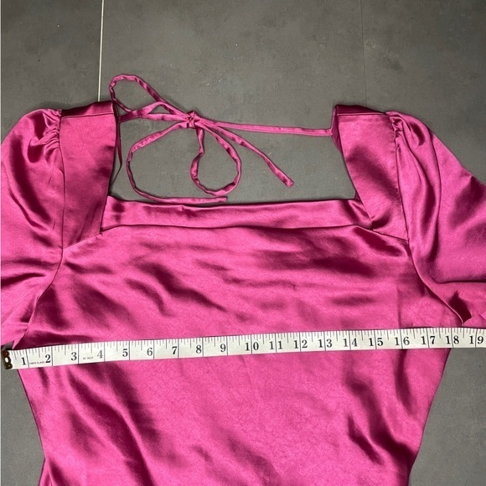 Lush Fuchsia‎ Long Sleeve Satin Mini Dress - Picture 5 of 6